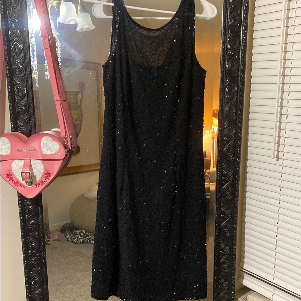 Vintage JMD new york Elegant Black sequin Midi Dress